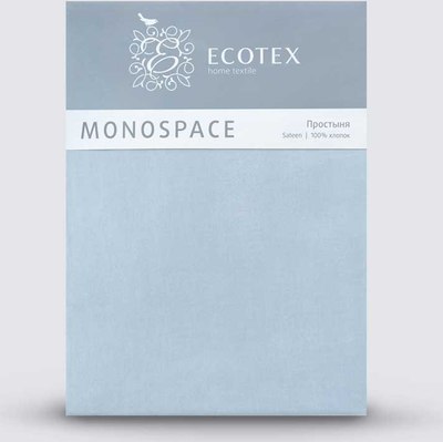 Простыня ECOTEX Моноспейс Сатин на резинке 140x200x23 / ПРСС14 (серо-голубой)