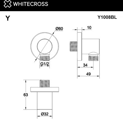 Подключение для душевого шланга Whitecross Y1008BL (черный мат)