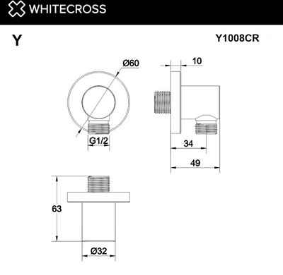 Подключение для душевого шланга Whitecross Y1008GL (золото)