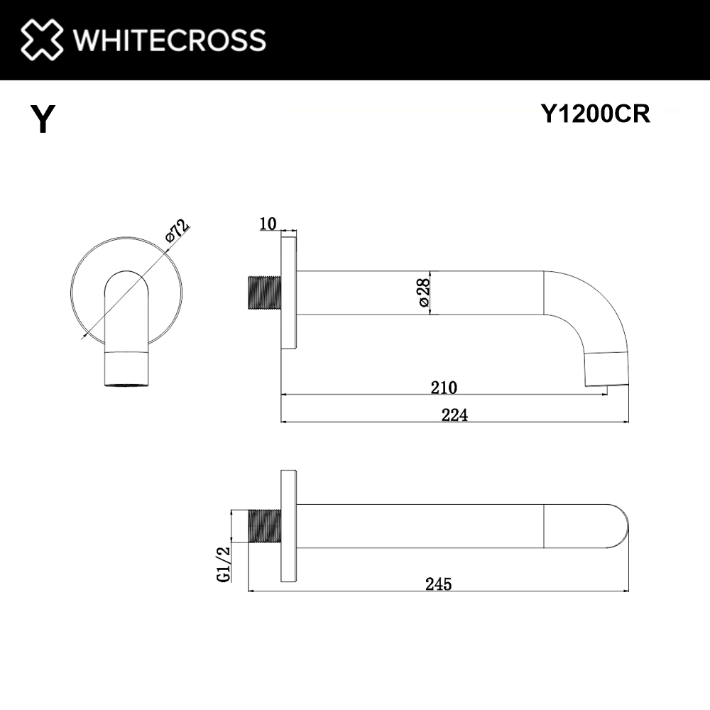 Излив для верхнего душа Whitecross Y1200CR