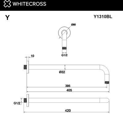 Душевой кронштейн Whitecross Y1310BL (черный матовый)