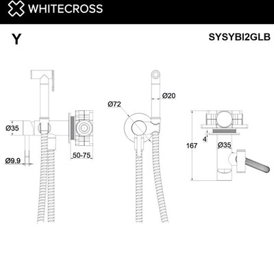 Гигиенический душ Whitecross SYSYBI2GLB (брашированное золото)