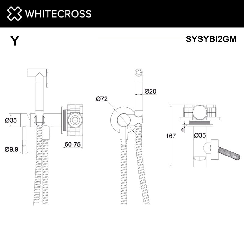 Гигиенический душ со смесителем Whitecross SYSYBI2NIB (брашированный никель) — фото 3