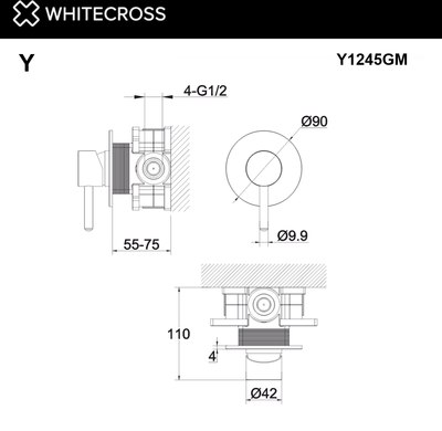 Смеситель Whitecross Y1245BL (черный матовый)