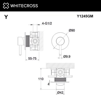 Смеситель Whitecross Y1245GLB (брашированное золото)