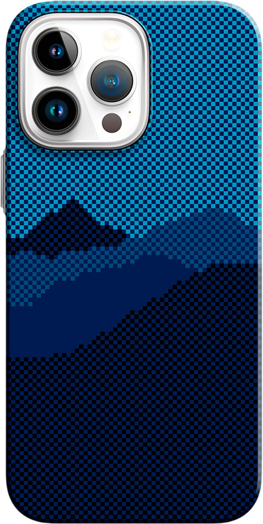 Чехол-накладка Luxo Горный пейзаж J271 для iPhone 15 Pro Max (черный/синий)