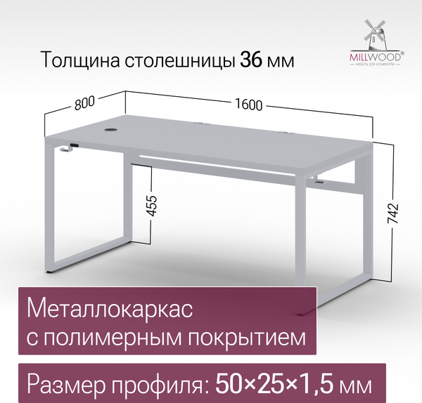 Купить Компьютерный стол Millwood Каир Смарт 160x80x74.2 в Витебске