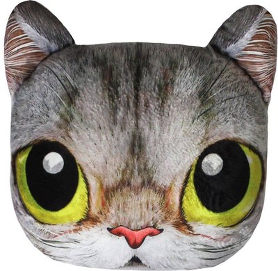 Подушка для автомобиля MATEX Animals. Кот желтые глаза / 26-969 (серый/желтый) - 