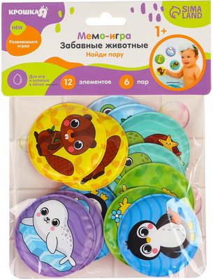 Набор стикеров для ванной Крошка Я Забавные животные / 9555615 (12шт) -