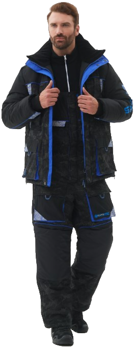 Костюм для охоты и рыбалки Huntsman Elbrus Reflect -45°C / 29017 (р.44-46/170-176, черный)