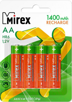 Комплект аккумуляторов Mirex HR6 1400mAh / HR6-14-E4 (4шт)
