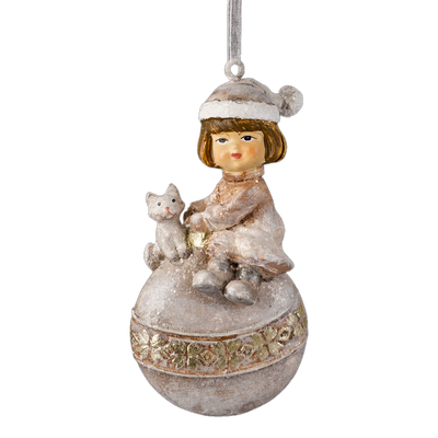 

Елочная игрушка, Decor. Девочка с котенком на шаре / 62426