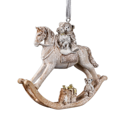 

Елочная игрушка, Decor. Лошадка-качалка с мишками / 58994
