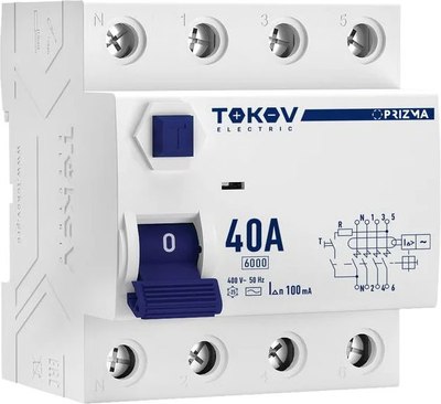 Устройство защитного отключения Tokov Electric 4П (3P+N) 40А 100мА AC 6кА / TKE-PZ60-RCDM-4-40-100-AC