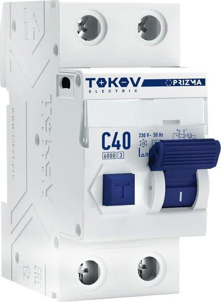 Дифференциальный автомат Tokov Electric 2П (1P+N) 40А 30мА AC 6кА C / TKE-PZ60-RCBO-2-40-30-AC