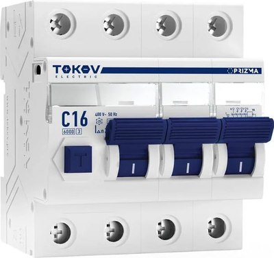 Дифференциальный автомат Tokov Electric 4П (3P+N) 16А 30мА AC 6кА C / TKE-PZ60-RCBO-4-16-30-AC