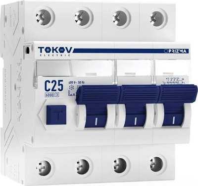 Дифференциальный автомат Tokov Electric 4П (3P+N) 25А 30мА AC 6кА C / TKE-PZ60-RCBO-4-25-30-AC