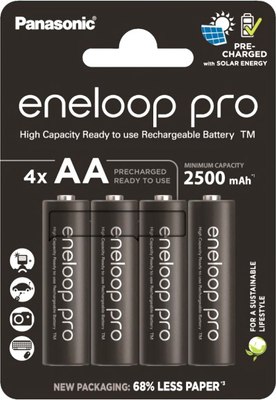 

Комплект аккумуляторов, Eneloop Pro AA 2500 4BP / BK-3HCDE/4CP