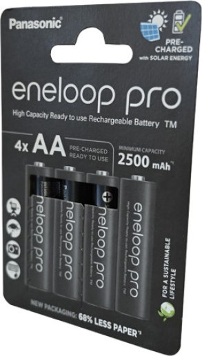 Комплект аккумуляторов Panasonic Eneloop Pro AA 2500 4BP / BK-3HCDE/4CP (4шт)