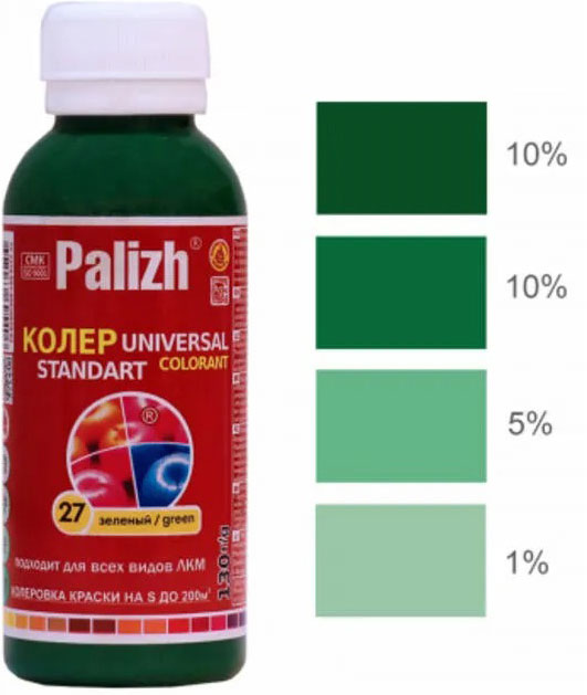 Колеровочная паста Palizh Standart универсальная (130г, зеленый) — фото 2