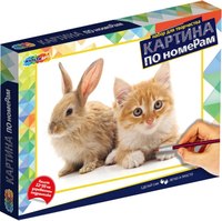 Картина по номерам MultiArt Кошка и кролик / CANV22X30-CATRAB - 