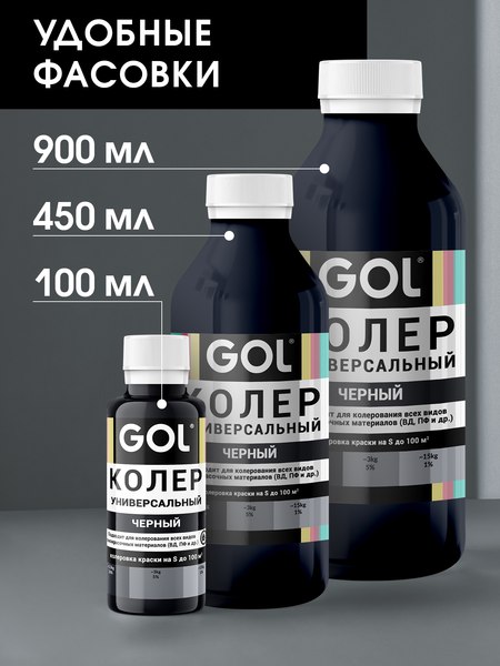 Колеровочная паста GOL №61 (900мл, черный)