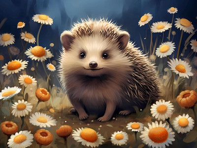 

Набор алмазной вышивки, Ежик в ромашках / НД-6352