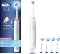 Электрическая зубная щетка Oral-B Pro 3 3000 Sensi Clean White + насадки Sensitive Clean 4шт - 