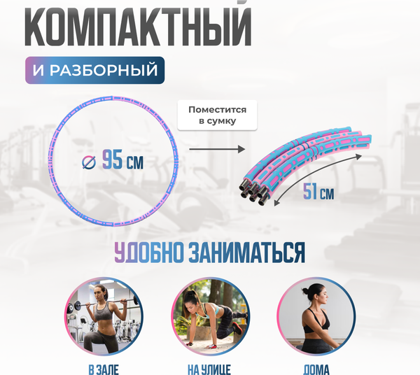 Обруч хула-хуп Solmax&Fitness FI90904 (розовый)