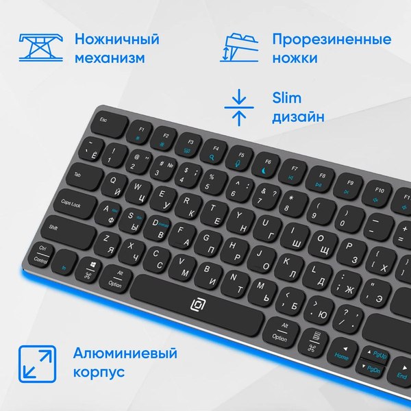 Клавиатура Оклик K767W (серый/черный)