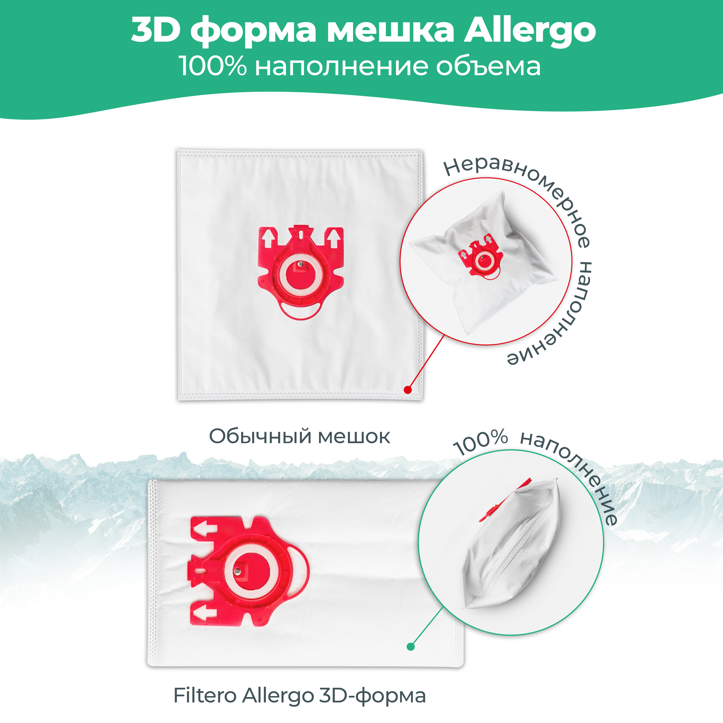 Комплект расходных материалов для пылесоса Filtero Filtero MIE 02 Allergo (4шт) — фото 4