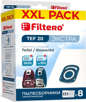 Комплект пылесборников для пылесоса Filtero Filtero TEF 20 XXL Pack Экстра (8шт) - 