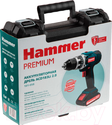 Аккумуляторная дрель-шуруповерт Hammer Premium ACD183Li 2.0