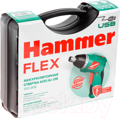 Электроотвертка Hammer Flex ACD3.6Li USB (545454)