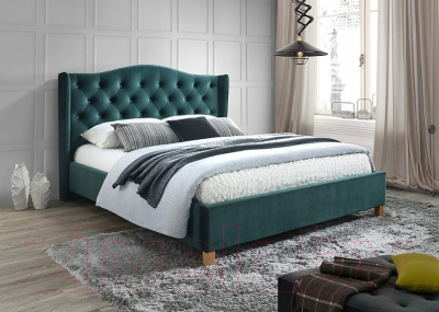 Двуспальная кровать Signal Aspen Velvet (зеленый)