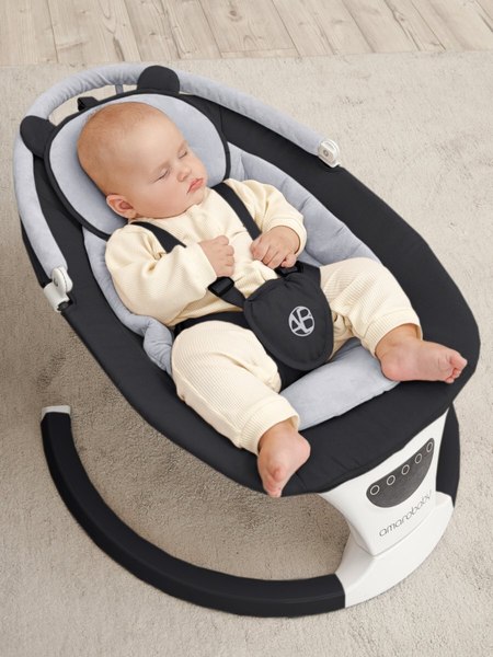 Детский шезлонг Amarobaby Teddy Swing / AB24-22TED/09 (черный)