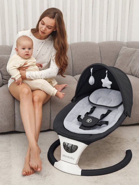 Детский шезлонг Amarobaby Teddy Swing / AB24-22TED/09 (черный)
