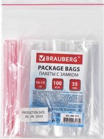 Комплект пакетов-слайдеров Brauberg Zip Lock / 606211 (100шт) - 