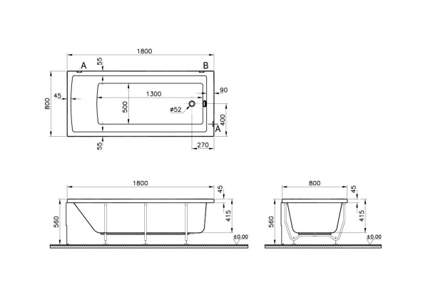 Ванна акриловая VitrA 55840001000