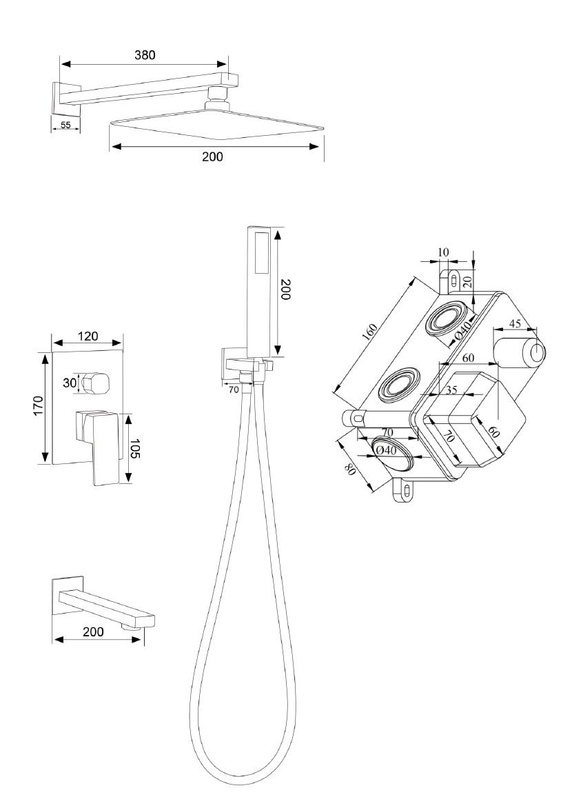 Душевая система РМС SUS129BL-2S