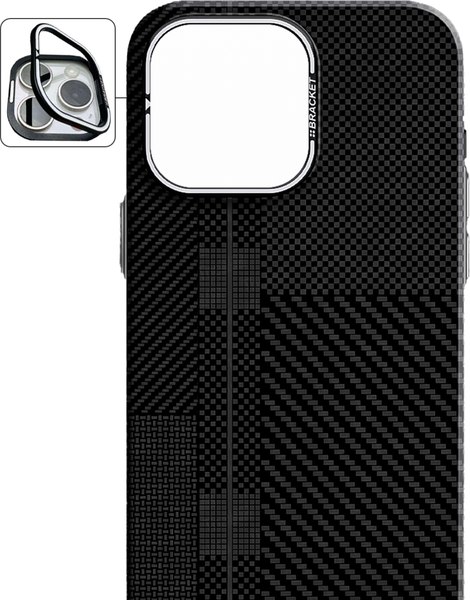 Чехол-накладка Luxo С MagSafe Квадраты карбона LF39 для Apple iPhone 15 (черный)