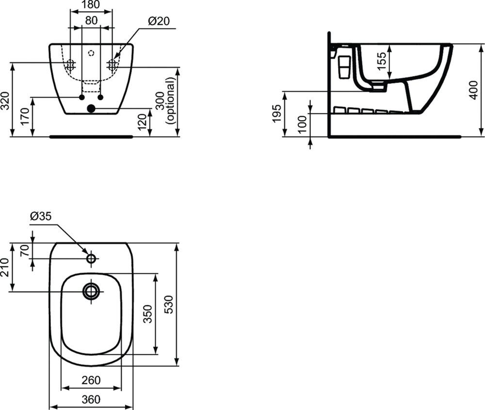 Биде подвесное Ideal Standard T3552V3