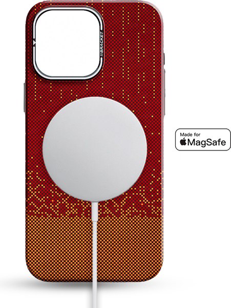 Чехол-накладка Luxo С MagSafe Карбоновый дождь LF78 для Apple iPhone 15 Pro Max (красный)