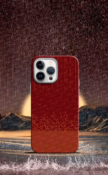 Чехол-накладка Luxo С MagSafe Карбоновый дождь LF78 для Apple iPhone 15 Pro Max (красный)