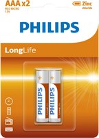 Комплект батареек Philips Longlife Zinc AAA R03L2B (2шт) - 