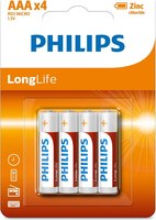 Комплект батареек Philips Longlife Zinc AAA R03L4B (4шт) - 