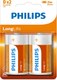 Комплект батареек Philips Longlife Zinc D R20L2B (2шт) - 