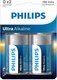 Комплект батареек Philips Ultra Alkaline D LR20 (2шт) - 