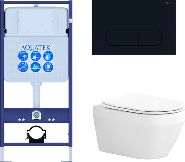 Унитаз подвесной с инсталляцией Aquatek Лея INS-0000012+KKI-0000002+KDI-0000017+AQ1199-00
