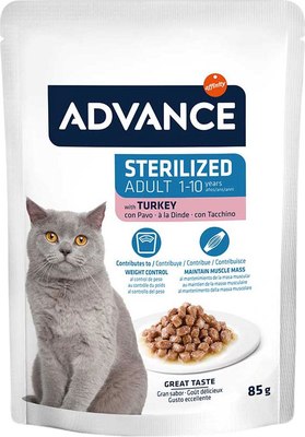 

Влажный корм для кошек, Sterilized кусочки нежной индейки в соусе